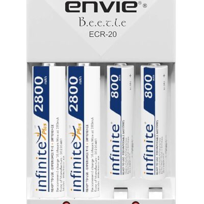 ENVIE® (ECR20+AA2800 4PL) Charger for AA & AAA Rechargeable Batteries