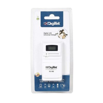 DIGITEK Universal Travel Charger 3.7V Lithium Ion Rechargeable for Camera Battery and Phone Battery with USB Output and LCD Display (White)