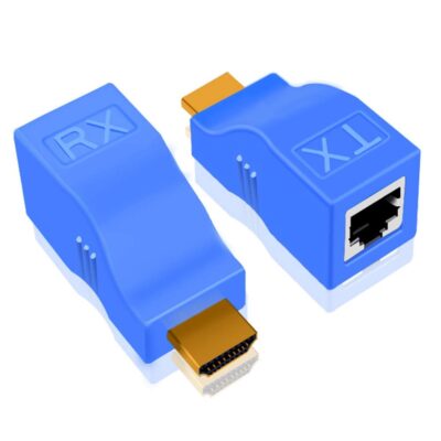 OXYTECH  HDMI Adapter 0.05 m HDMI Extender by RJ45 Cat5E/6/6E Ethernet Cable TX/RX Adapter Full HD 1080P  (Compatible with Laptop, Set Top Box, HDTV, Computer, Blue, One Cable)