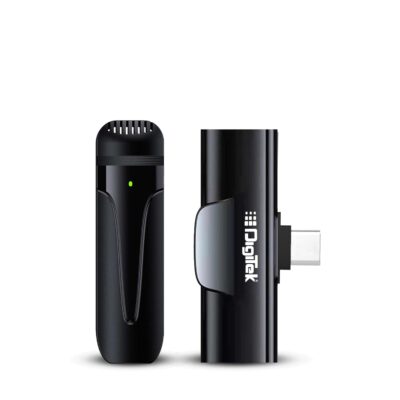 Digitek (DWM-001 Wireless Microphone & Receiver with Type C, Compatible for Noise Cancellation Mic Suitable for Vlog You Tube Live Streaming Video Recording and More