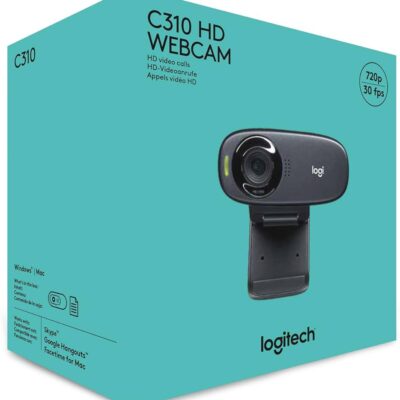 Logitech C310 Digital HD Webcam with Widescreen HD Video Calling, HD Light Correction, Noise-Reducing Mic, for Skype, FaceTime, Hangouts, WebEx, PC/Mac/Laptop/MacBook/Tablet – (Black, HD 720p/30fps)